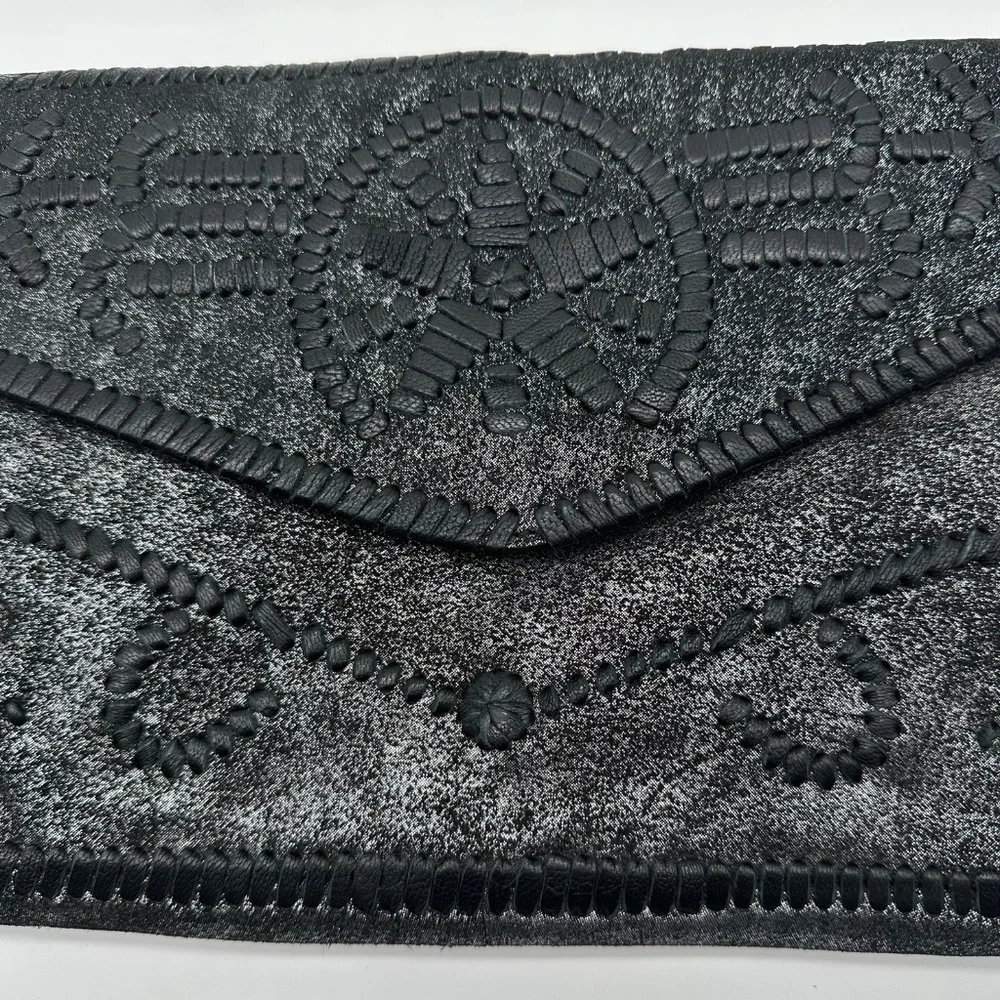 Lucky Brand Clutch Silverlake Shimmer Cowhide Finish Envelope Style